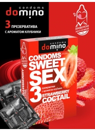 Презервативы для орального секса DOMINO Sweet Sex с ароматом клубничного коктейля  - 3 шт. - Domino - купить с доставкой в Якутске