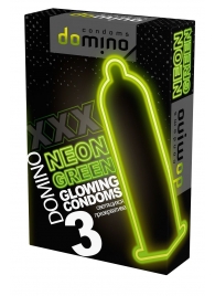 Презервативы DOMINO Neon Green со светящимся в темноте кончиком - 3 шт. - Domino - купить с доставкой в Якутске