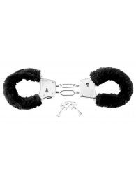 Меховые чёрные наручники Beginner s Furry Cuffs - Pipedream - купить с доставкой в Якутске