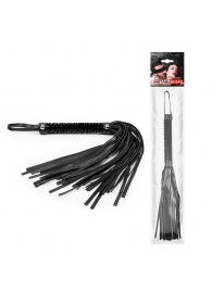 Черная гладкая плеть-флоггер с ручкой - 40 см. - Notabu - купить с доставкой в Якутске Черная гладкая плеть-флоггер с ручкой - 40 см. - Notabu - купить с доставкой в Якутске