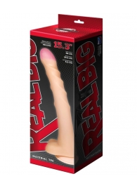 Телесный ребристый фаллоимитатор-супергигант с мошонкой на присоске - 39 см. - LOVETOY (А-Полимер) купить с доставкой в интернет-магазине Orgasmix в Якутске Телесный ребристый фаллоимитатор-супергигант с мошонкой на присоске - 39 см. - LOVETOY (А-Полимер)