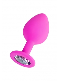 Розовая анальная втулка Brilliant с прозрачным кристаллом - 8 см. - ToyFa - купить с доставкой в Якутске