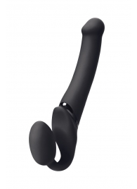 Черный безремневой вибрострапон Silicone Bendable Strap-On M - Strap-on-me - купить с доставкой в Якутске