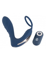 Синий вибростимулятор простаты с кольцом - 14,5 см. - Orion - в Якутске купить с доставкой