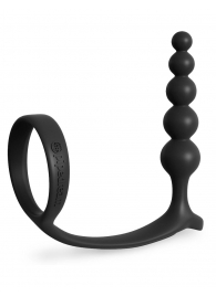 Черная анальная цепочка с эрекционным кольцом Ass-gasm Cockring Anal Beads - Pipedream - в Якутске купить с доставкой