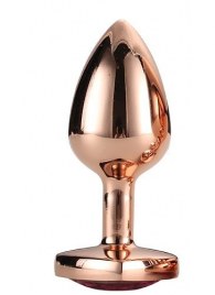 Золотистая анальная втулка с кристаллом-сердечком розового цвета - 7,1 см. - Dream Toys - купить с доставкой в Якутске