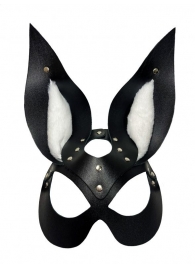 Черная маска зайки с белым мехом на ушках Miss Bunny - БДСМ Арсенал - купить с доставкой в Якутске