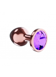 Пробка цвета розового золота с фиолетовым кристаллом Diamond Amethyst Shine S - 7,2 см. - Lola Games - купить с доставкой в Якутске