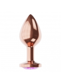 Пробка цвета розового золота с фиолетовым кристаллом Diamond Amethyst Shine S - 7,2 см. - Lola Games - купить с доставкой в Якутске