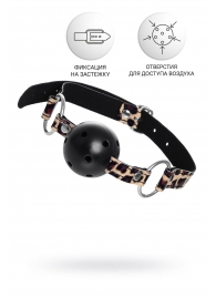 Черный кляп-шар на леопардовых ремешках Anonymo - ToyFa - купить с доставкой в Якутске Черный кляп-шар на леопардовых ремешках Anonymo - ToyFa - купить с доставкой в Якутске