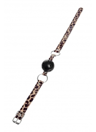 Черный кляп-шар на леопардовых ремешках Anonymo - ToyFa - купить с доставкой в Якутске Черный кляп-шар на леопардовых ремешках Anonymo - ToyFa - купить с доставкой в Якутске