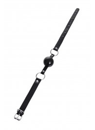 Черный кляп-шар на кожаных ремешках Anonymo - ToyFa - купить с доставкой в Якутске Черный кляп-шар на кожаных ремешках Anonymo - ToyFa - купить с доставкой в Якутске