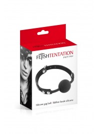 Черный силиконовый кляп-шарик на ремешках - Fetish Tentation - купить с доставкой в Якутске