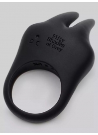 Черное эрекционное виброкольцо Sensation Rechargeable Vibrating Rabbit Love Ring - Fifty Shades of Grey - в Якутске купить с доставкой