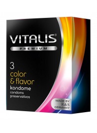 Цветные ароматизированные презервативы VITALIS PREMIUM color   flavor - 3 шт. - Vitalis - купить с доставкой в Якутске