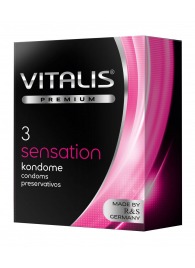 Презервативы с пупырышками и кольцами VITALIS PREMIUM sensation - 3 шт. - Vitalis - купить с доставкой в Якутске