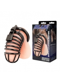 Черная металлическая клетка с замком Deluxe Chastity Cage - BlueLine - купить с доставкой в Якутске