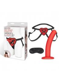 Красный поясной фаллоимитатор Red Heart Strap on Harness   5in Dildo Set - 12,25 см. - Lux Fetish - купить с доставкой в Якутске