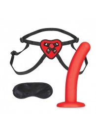 Красный поясной фаллоимитатор Red Heart Strap on Harness   5in Dildo Set - 12,25 см. - Lux Fetish - купить с доставкой в Якутске