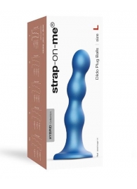 Голубая насадка Strap-On-Me Dildo Plug Balls size L - Strap-on-me - купить с доставкой в Якутске