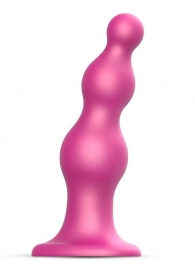 Розовая насадка Strap-On-Me Dildo Plug Beads size L - Strap-on-me - купить с доставкой в Якутске