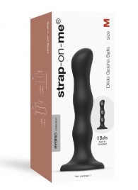 Черная насадка Strap-On-Me Dildo Geisha Balls size M - Strap-on-me - купить с доставкой в Якутске
