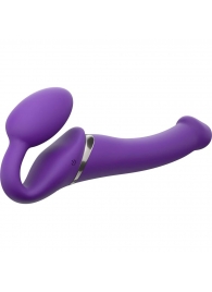 Фиолетовый безремневой вибрострапон Vibrating Bendable Strap-On - size L - Strap-on-me - купить с доставкой в Якутске