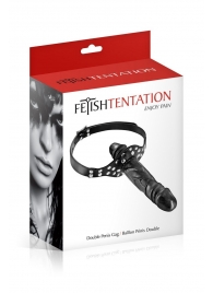 Черный кляп-фаллоимитатор Double Penis Gag - Fetish Tentation - купить с доставкой в Якутске