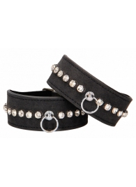 Черные наручники Diamond Studded Wrist Cuffs - Shots Media BV - купить с доставкой в Якутске