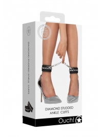 Черные поножи Diamond Studded Ankle Cuffs - Shots Media BV - купить с доставкой в Якутске