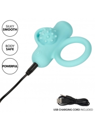 Аквамариновое эрекционное виброкольцо Silicone Rechargeable Nubby Lover’s Delight - California Exotic Novelties - в Якутске купить с доставкой