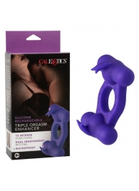 Фиолетовое эрекционное виброкольцо с двумя моторами Silicone Rechargeable Triple Orgasm Enhancer - California Exotic Novelties - в Якутске купить с доставкой