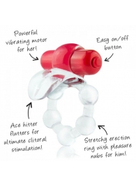 Виброкольцо с язычком и красным виброэлементом Overtime - Screaming O - в Якутске купить с доставкой
