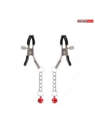 Серебристые зажимы на соски с шариками на цепочках - Notabu - купить с доставкой в Якутске