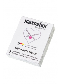 Ультрапрочные презервативы Masculan Ultra Safe Black - 3 шт. - Masculan - купить с доставкой в Якутске