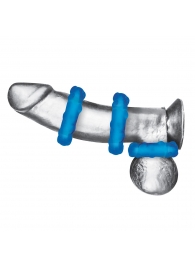 Комплект из трех голубых эрекционных колец 3-Pack Ribbed Rider Cock Ring Set - BlueLine - в Якутске купить с доставкой