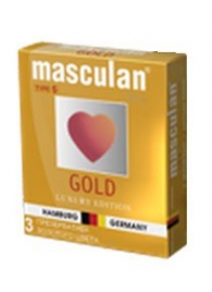 Презервативы Masculan Ultra Gold с золотым напылением и ароматом ванили - 3 шт. - Masculan - купить с доставкой в Якутске