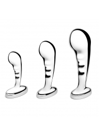 Набор из 3 стальных стимуляторов простаты Stainless Steel P-spot Training Set - b-Vibe - в Якутске купить с доставкой