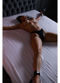 Черный кожаный набор фиксации на кровати Sex Game - БДСМ Арсенал - купить с доставкой в Якутске