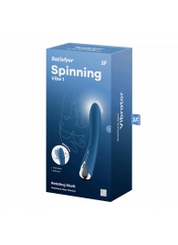 Синий вибратор-ротатор Spinning Vibe 1 - 18 см. - Satisfyer купить в Якутске с доставкой в Orgasmix.ru Синий вибратор-ротатор Spinning Vibe 1 - 18 см. - Satisfyer