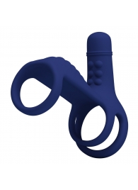 Синяя вибронасадка на пенис Vibrating Penis Sling - Baile - в Якутске купить с доставкой