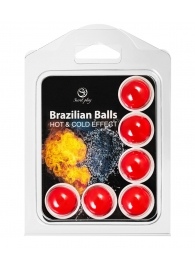 Набор из 6 шариков с массажным маслом Brazilian Balls с охлаждающим и разогревающим эффектом - Secret Play - купить с доставкой в Якутске