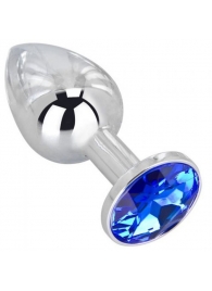 Анальное украшение BUTT PLUG  Small с синим кристаллом - 7 см. - Anal Jewelry Plug - купить с доставкой в Якутске