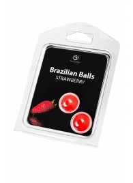 Набор из 2 шариков с массажным маслом Brazilian Balls с ароматом клубники - Secret Play - купить с доставкой в Якутске