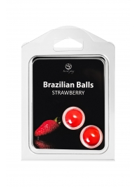 Набор из 2 шариков с массажным маслом Brazilian Balls с ароматом клубники - Secret Play - купить с доставкой в Якутске