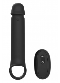 Черная насадка-удлинитель с вибрацией Vibrating Extender With Remote - Dream Toys - в Якутске купить с доставкой