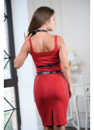 Черно-серебристая портупея-юбка plus size с цепочками - БДСМ Арсенал - купить с доставкой в Якутске