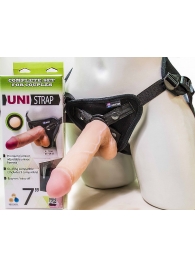 Страпон-унисекс с двумя насадками UNI strap 7  Harness - 19 и 16 см. - LOVETOY (А-Полимер) - купить с доставкой в Якутске