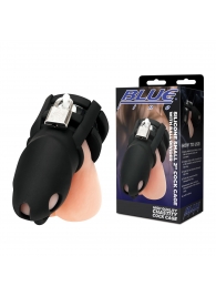 Черная клетка для пениса Silicone Small 2 in Cock Cage With Ball Divider - BlueLine - купить с доставкой в Якутске