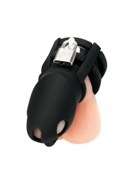 Черная клетка для пениса Silicone Small 2 in Cock Cage With Ball Divider - BlueLine - купить с доставкой в Якутске